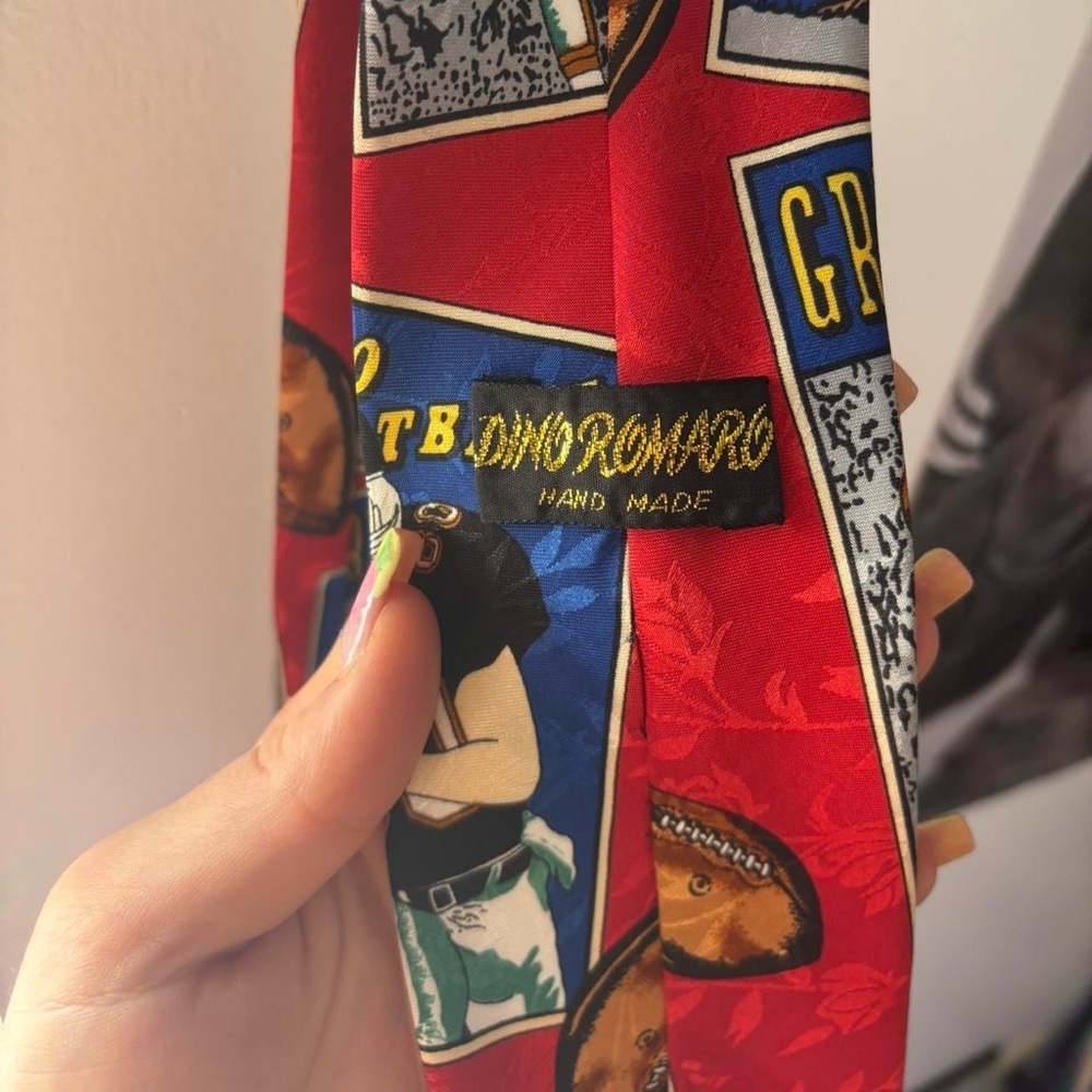 Dino Romano Red Graphic Necktie
